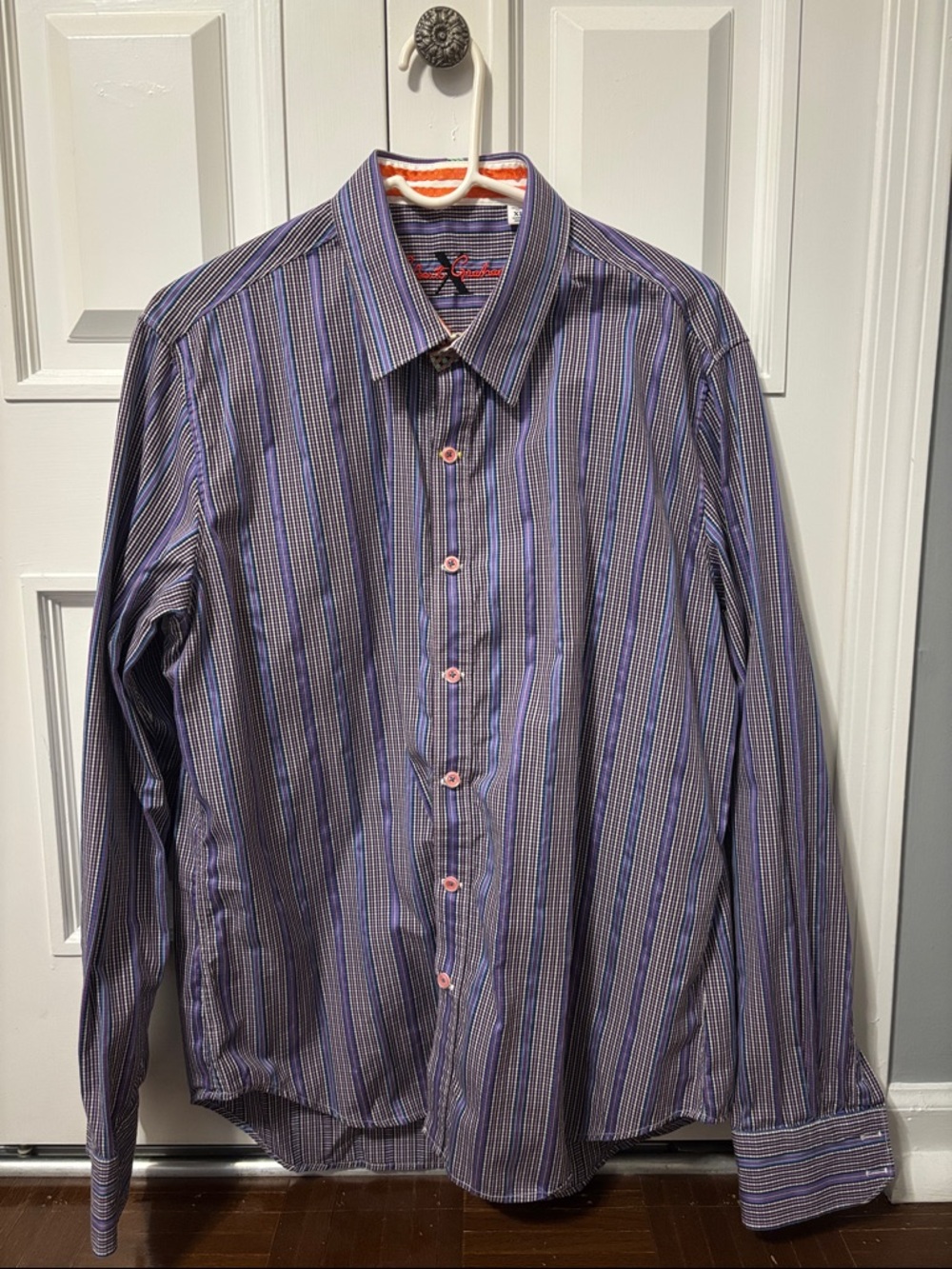 Robert Graham Purple Striped Dress Shirt